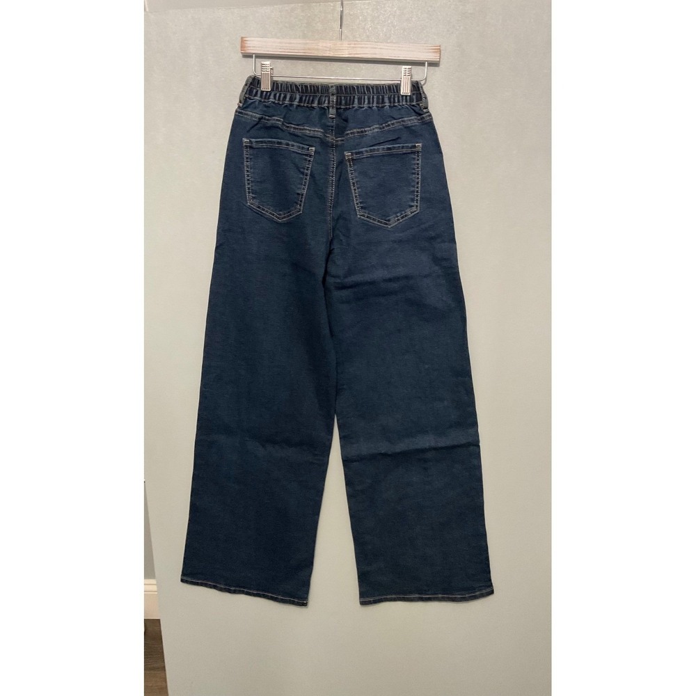 NWT Madden NYC Wide Leg Jeans XS 0-2 Blue Denim High Rise Elastic Waist Pants - Picture 3 of 5
